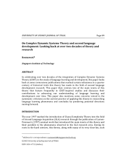 On Complex Dynamic Systems Theory and second language development: Looking back at over two decades of theory and research