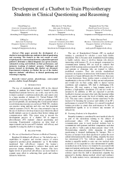 Development of a Chatbot to Train Physiotherapy Students in Clinical Questioning and Reasoning