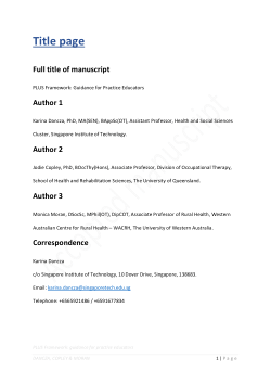 PLUS Framework: guidance for practice educators