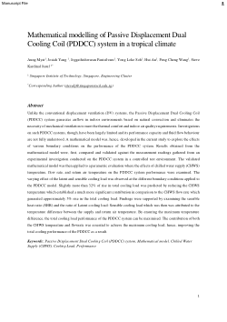 Mathematical modelling of passive displacement dual cooling coil (PDDCC)
system in a tropical climate