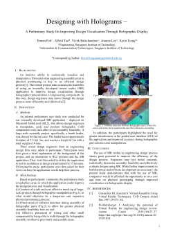 Designing with Holograms – A Preliminary Study On Improving Design Visualisation Through Holographic Display