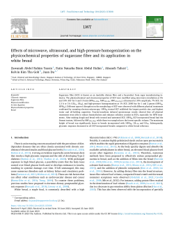 Effects of microwave, ultrasound, and high-pressure homogenization on the physicochemical properties of sugarcane fibre and its application in white bread