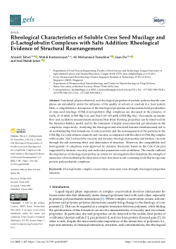 Rheological Characteristics of Soluble Cress Seed Mucilage and β-Lactoglobulin Complexes with Salts Addition: Rheological Evidence of Structural Rearrangement