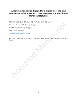 Accelerated corrosion test and field test of steel and zinc coupons at buffer areas and cross passages in a mass rapid transit tunnel
