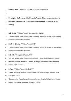 Developing the Freezing of Gait Severity Tool: A Delphi consensus study to determine the content of a clinician-rated assessment for freezing of gait severity