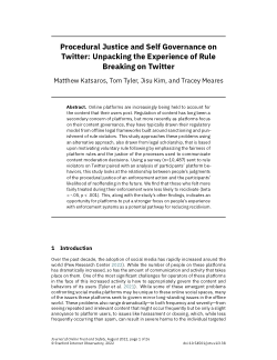 Procedural Justice and Self Governance on Twitter: Unpacking the Experience of RuleBreaking on Twitter