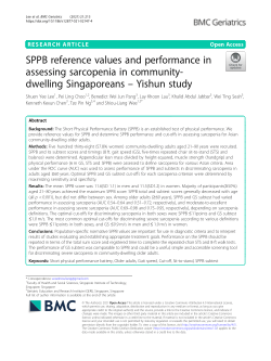 SPPB reference values and performance in assessing sarcopenia in community-dwelling Singaporeans – Yishun Study