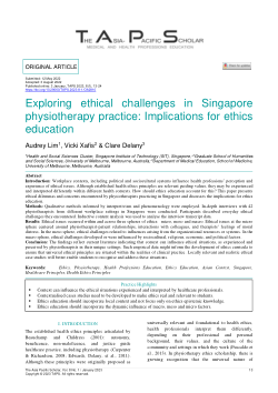 Exploring ethical challenges in Singapore physiotherapy practice: Implications for ethics education