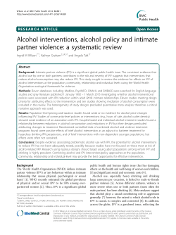 Alcohol interventions, alcohol policy and intimate partner violence: a systematic review