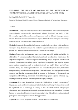 Exploring the impacts of COVID-19 on the lifestyles of community-living adults in Singapore: A qualitative study