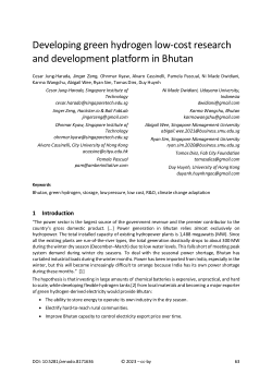 Developing green hydrogen low-cost research and development platform in Bhutan