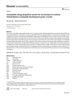 Sustainable energy propulsion system for sea transport to achieve United Nations sustainable development goals: a review