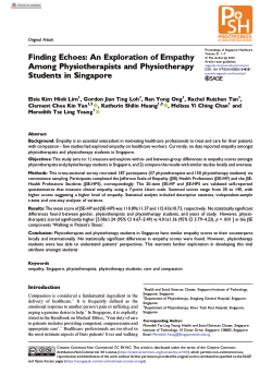 Finding Echoes: An Exploration of Empathy Among Physiotherapists and Physiotherapy Students in Singapore