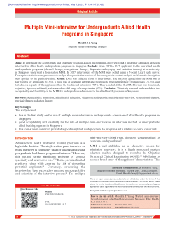 Multiple Mini-interview for Undergraduate Allied Health Programs in Singapore