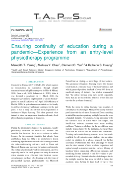 Ensuring continuity of education during a pandemic—Experience from an entry-level physiotherapy programme