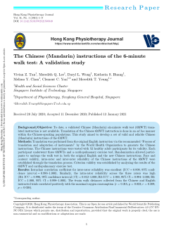 The Chinese (Mandarin) instructions of the 6-minute walk test: A validation study