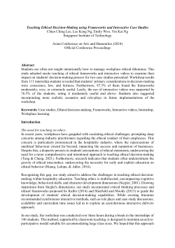 Teaching Ethical Decision-Making using Frameworks and Interactive Case Studies