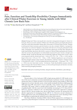 Pain, Function and Trunk/Hip Flexibility Changes Immediately after Clinical Pilates Exercises in Young Adults with Mild Chronic Low Back Pain