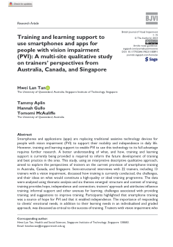 Training and learning support to use smartphones and apps for people with vision impairment (PVI): A multi-site qualitative study on trainers' perspectives from Australia, Canada and Singapore