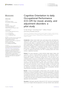 Cognitive Orientation to daily Occupational Performance (CO-OP) for mood, anxiety, and adjustment disorders: a pilot study