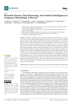 Wearable Sensors, Data Processing, and Artificial Intelligence in Pregnancy Monitoring: A Review