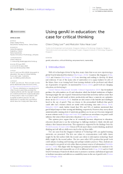 Using GenAI in education: The case for critical thinking