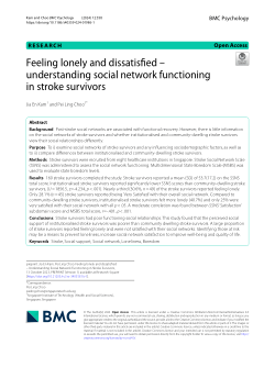 Feeling lonely and dissatisfied – understanding social network functioning in stroke survivors