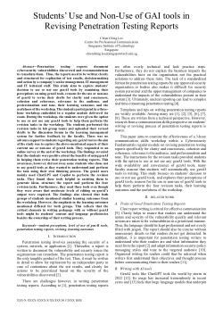 Students’ Use and Non-Use of GAI tools in Revising Penetration Testing Reports.