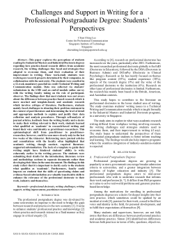 Challenges and Support in Writing for a Professional Postgraduate Degree: Students’ Perspectives.