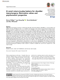 A novel return-to-play battery for shoulder injury/surgery: Normative values and psychometric properties