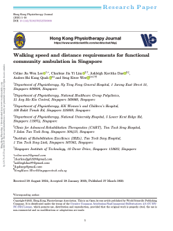 Walking speed and distance requirements for functional community ambulation in Singapore