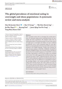 The global prevalence of emotional eating in overweight and obese populations: A systematic review and meta-analysis