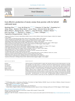Cost-effective production of meaty aroma from porcine cells for hybrid cultivated meat