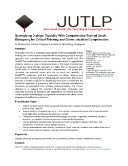 Advocating synergising a critical dialogic approach with competencies-trained dialoguing with GenAI tools to enhance students’ critical thinking and communication competencies