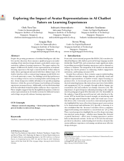 Exploring the Impact of Avatar Representations in AI Chatbot Tutors on Learning Experiences