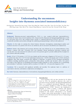 Understanding the uncommon:  Insights into thymoma associated immunodeficiency