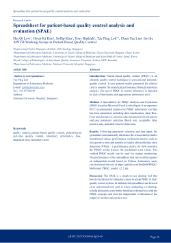 Spreadsheet for Patient-Based Quality Control Analysis and Evaluation (SPAE)