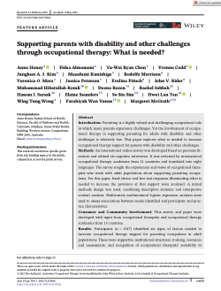 Supporting parents with disability and other challenges through occupational therapy: What is needed?