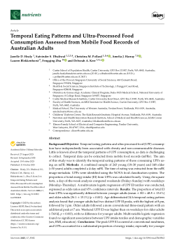 Temporal Eating Patterns and Ultra-Processed Food Consumption Assessed from Mobile Food Records of Australian Adults