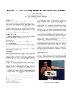 Keynote - AI for Correcting Immersive Multimedia Mismatches