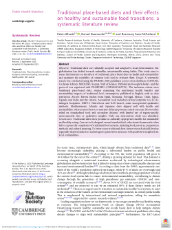 Traditional place-based diets and their effects on healthy and sustainable food transitions: a systematic literature review