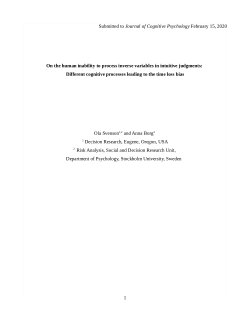 On the human inability to process inverse variables in intuitive judgments: Different cognitive processes leading to a time loss bias