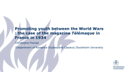 Promoting youth between the two World Wars : the case of the magazine Télémaque in France in 1934