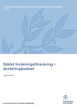 Stärkt forskningsförankring i studentuppsatser: Grundlärarprogrammet med inriktning mot arbete i fritidshem vid Barn- och ungdomsvetenskapliga institutionen