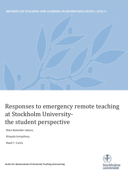 Responses to emergency remote teaching at Stockholm University - the student perspective