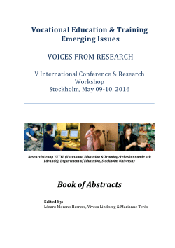 Vocational Education & Training-Emerging Issues, Voices from Research. V International Conference & Research Workshop. Book of Abstracts