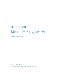 BIOTOP SE Part B - Classification system. Database template DBM250125 (in Swedish)
