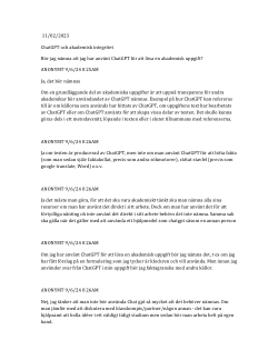 Student Reflections on Academic Integrity and the Use of ChatGPT in Swedish Higher Education. Data from a specific survey made in September 2024