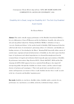 Disability art is dead, long live disability art!: The sick crip disabled avant-garde