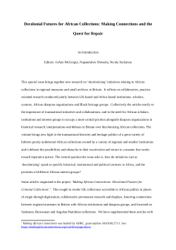 Decolonial futures for African collections: making connections and the quest for repair